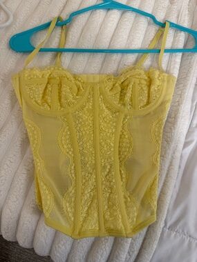 Urban Outfitters Yellow Lace Bustier Top